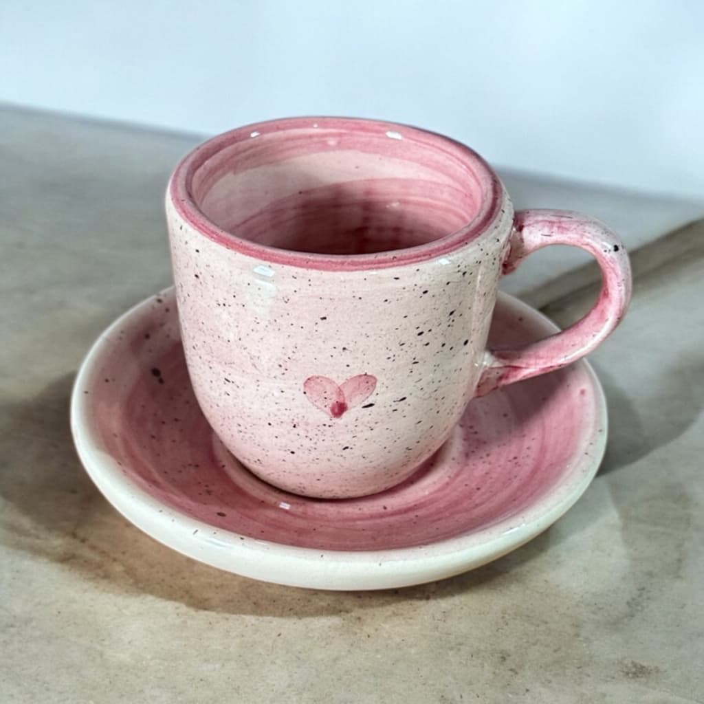 Xicara com Pires Feito em Cerâmica 50ml Para Tomar Café