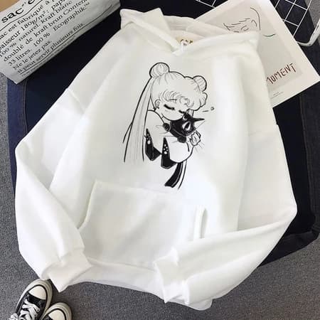 Moletom Canguru Unissex  Anime Sailor Moon Super Heroína Japonesa Casaco