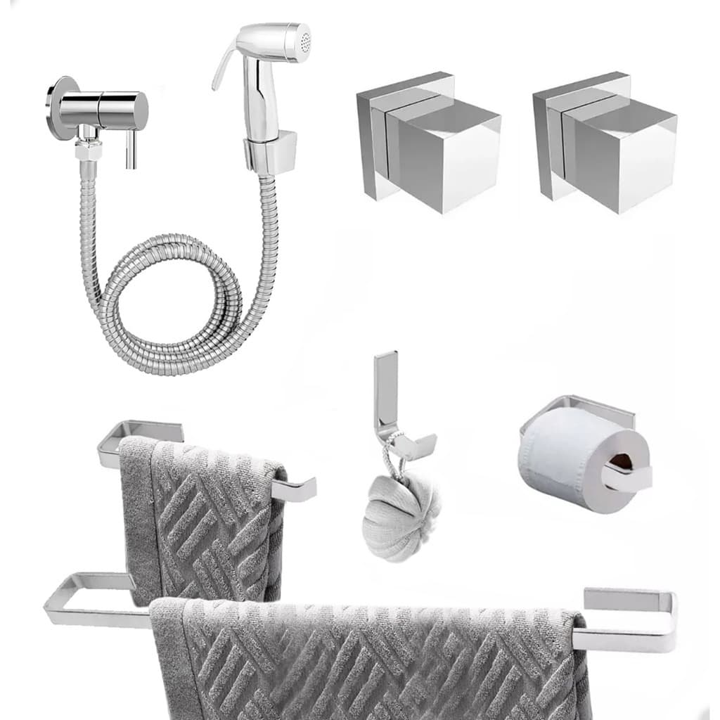 Kit Banheiro Acessórios Banheiro Cromado Luxo Ducha Higiênica Acabamento registro Chuveiro deca
