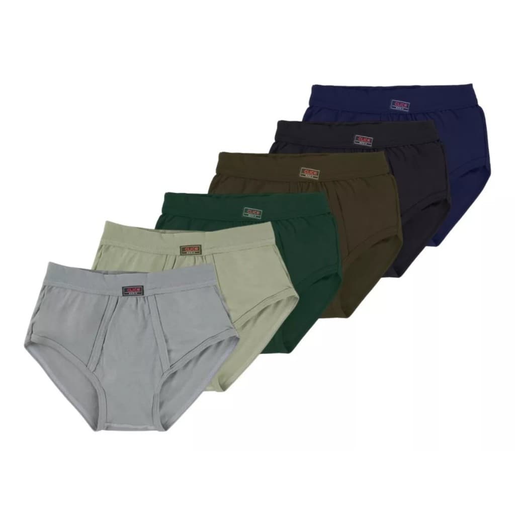 Kit com 6 Cuecas Click, Com abertura na Lateral,  P, M, XG e XXG, Cores Sortidas, Cueca Slip Helanca