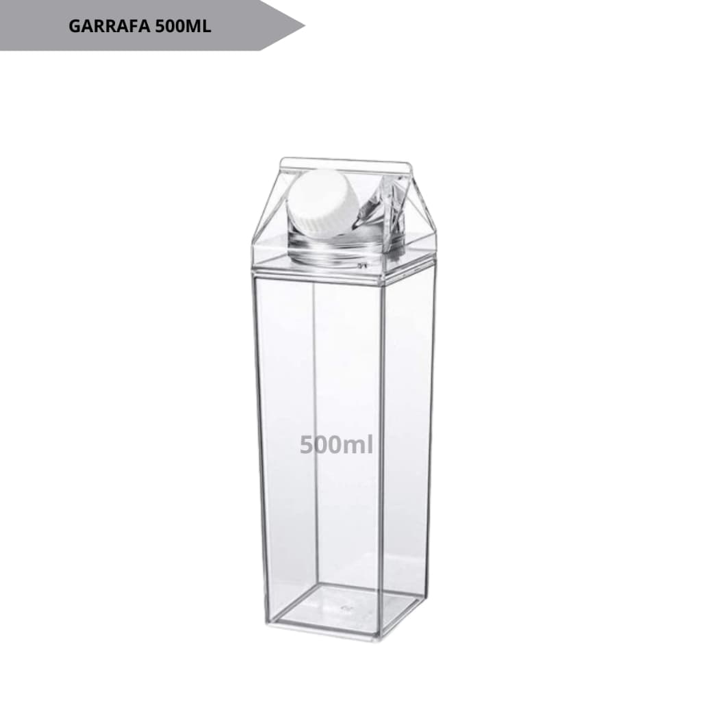 Garrafa Leite Acrílico Transparente 500ml Organizador Geladeira Suco Água