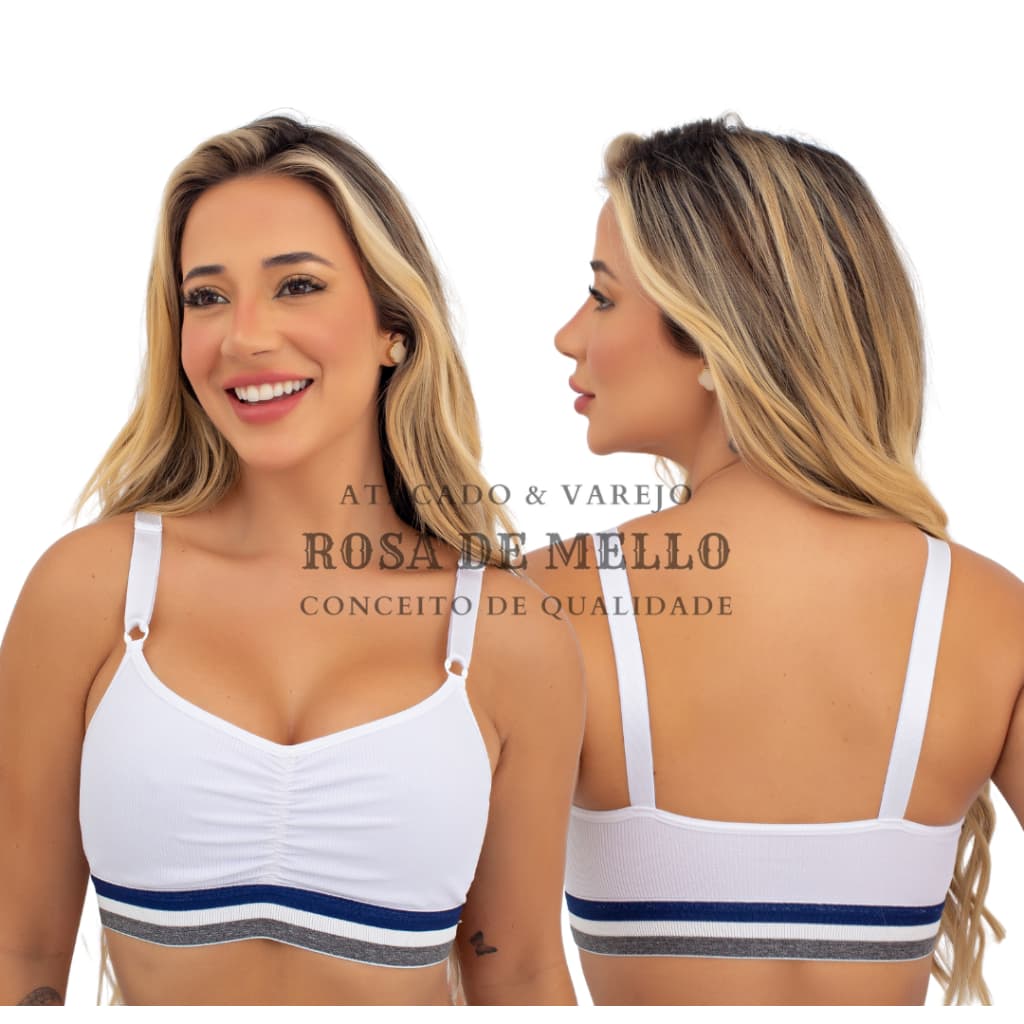 Kit 2 Soutien Top em Malha Canelada Forrado com Alças Largas de academia ou uso casual Fitness