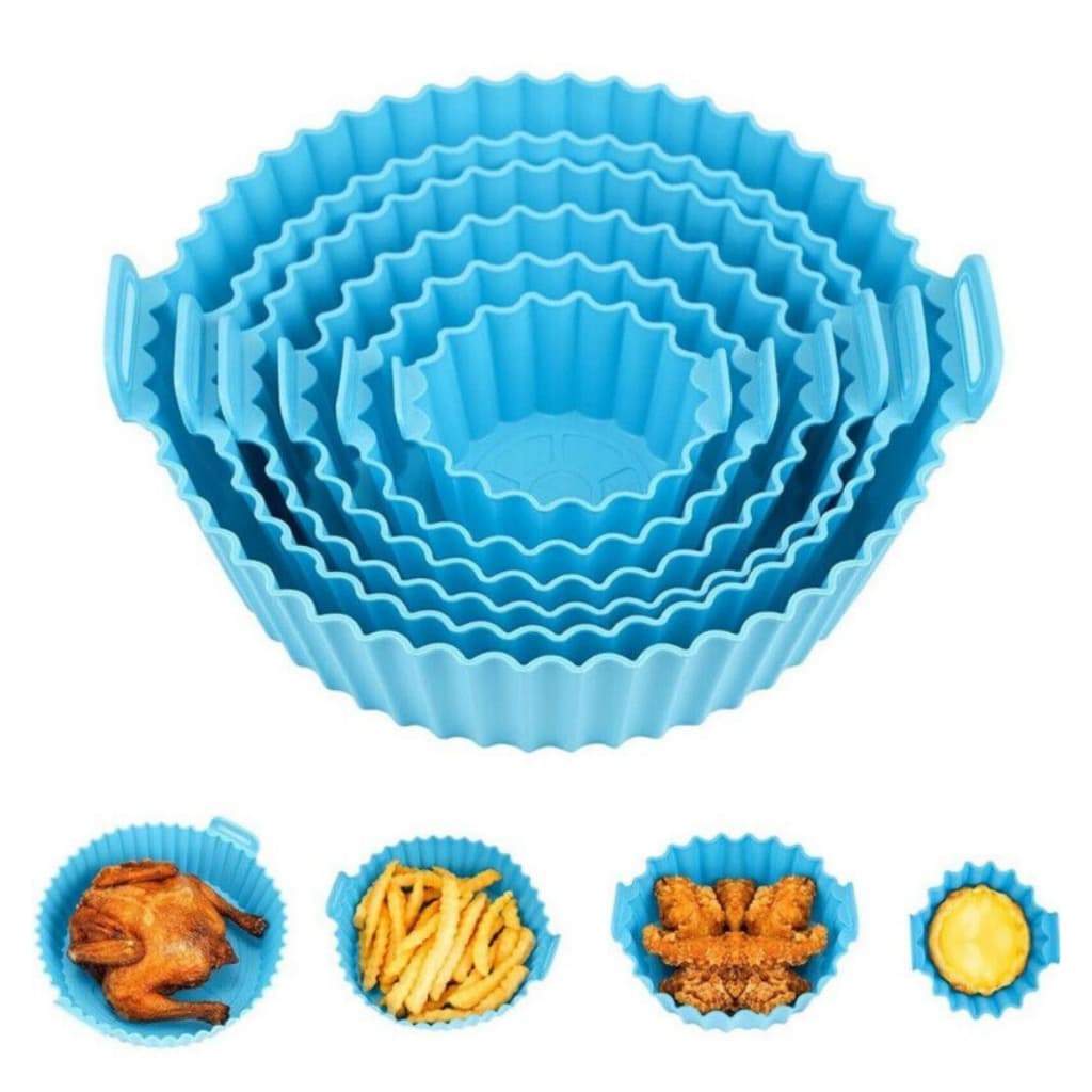 Kit 6 Peças Forma de Silicone para Airfryer Resistente Ao Calor 220°C Ecológico Reutilizável Várias Cores