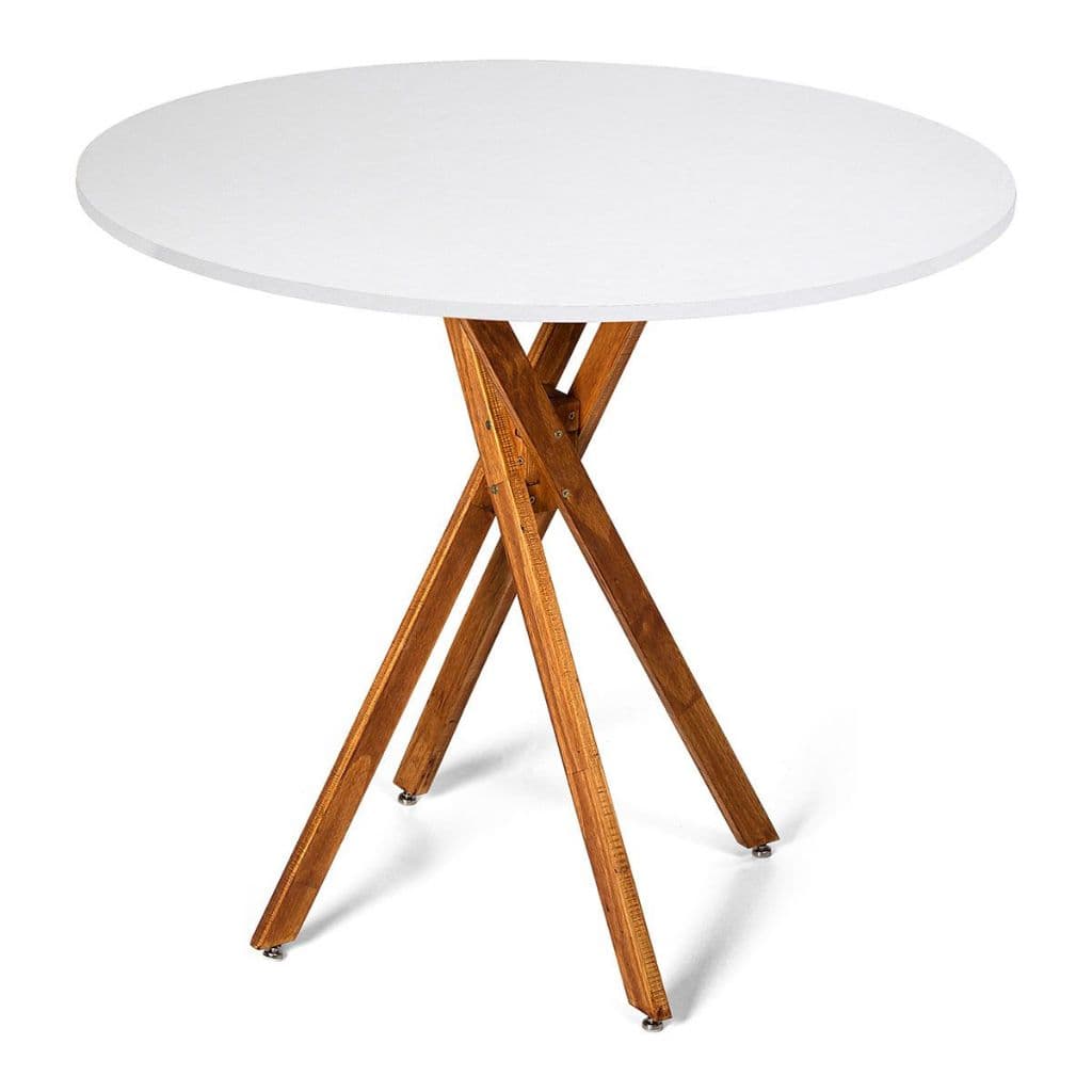 Mesa De Jantar Apoio Apartamento Quarto Redonda De Madeira 90cm  - Picasso Cor Do Tampo Branco