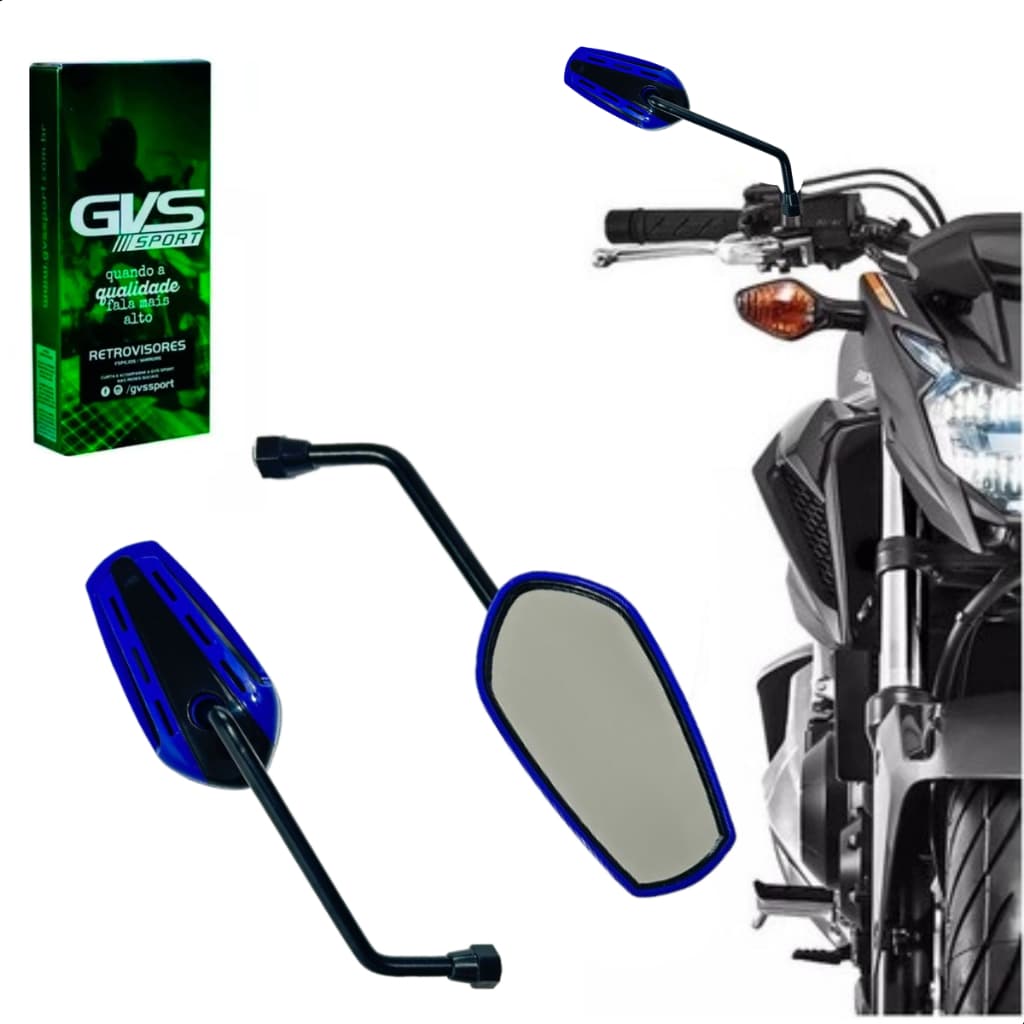 Retrovisor Azul Gvs Gtx Moto Lente Plana