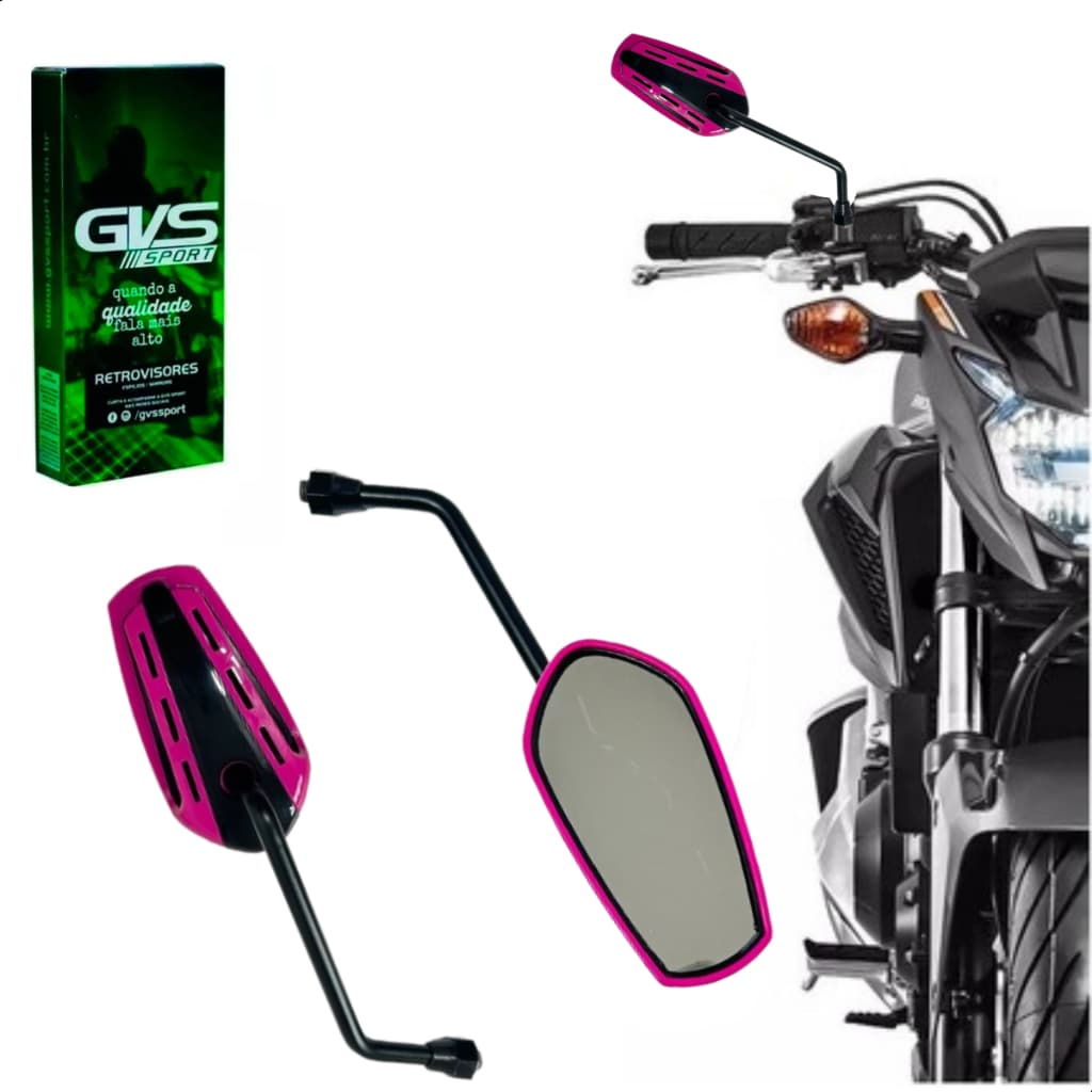 Retrovisor Modelo Gtx Rosa Original Gvs Lente Plana Para Honda