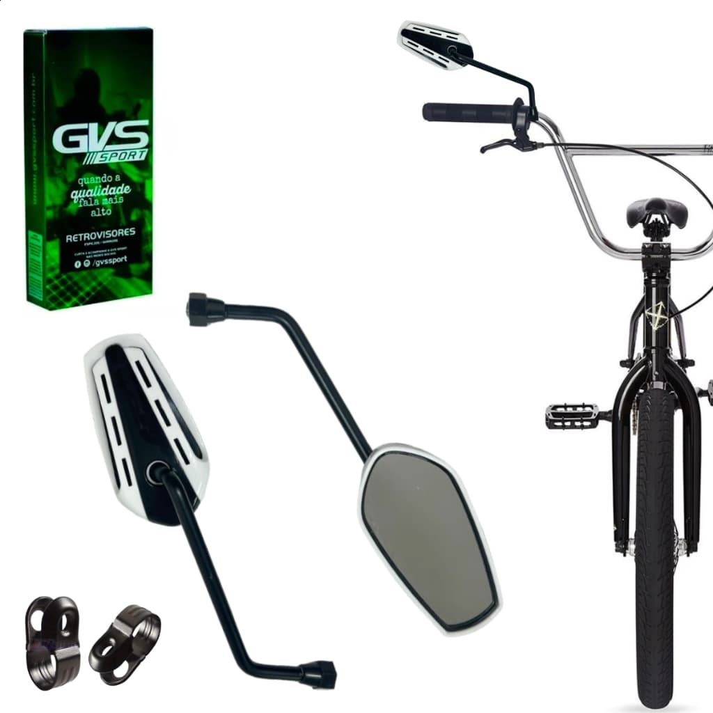 Retrovisor Gvs Gtx Lente Plana Com Adaptador Para Bicicleta