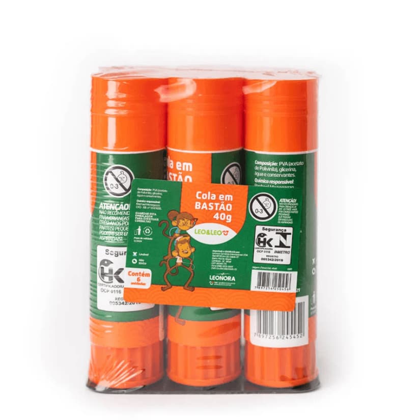 Cola Bastão 40g Pacote Com 6 Unidade Leoleo Material Escolar