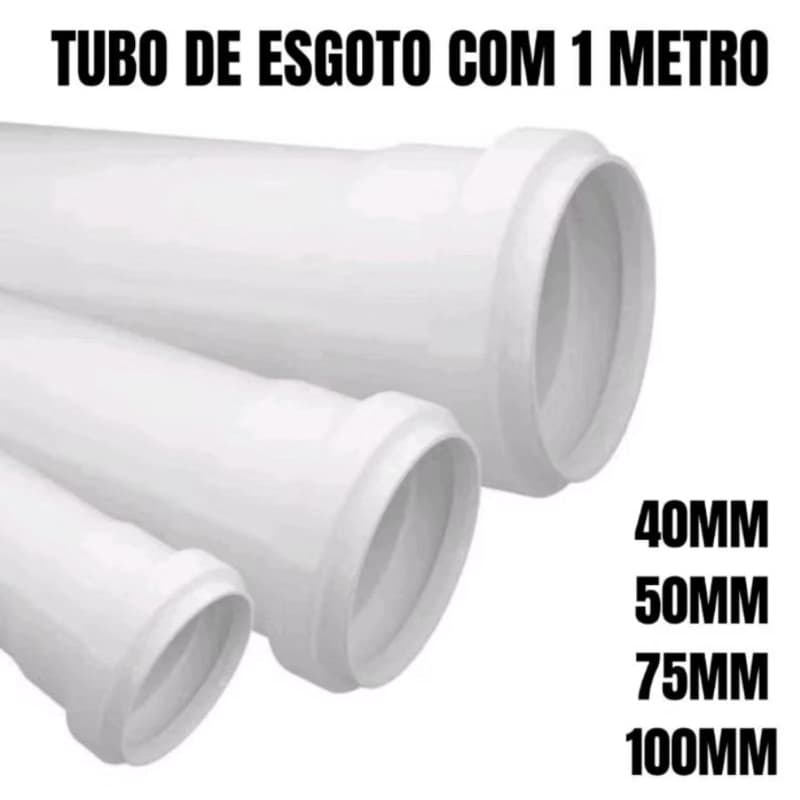 Cano Barra Tubo de Pvc Branco Para Esgoto 1mt