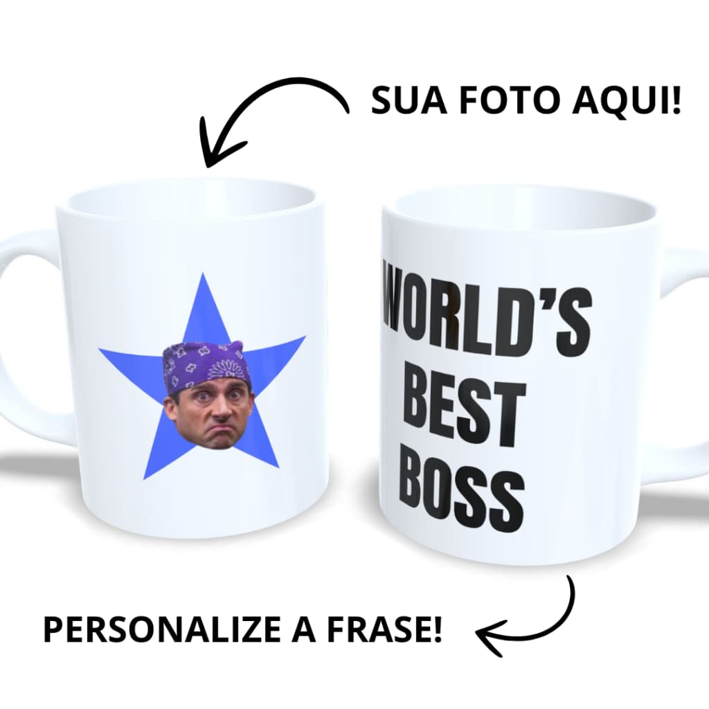 Caneca Com Sua Foto The Office World´s Best Boss Dunder Mifflin Michael Scott