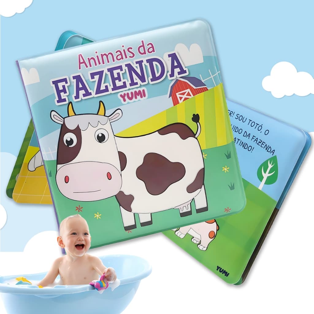 Livro Animais Da Fazendinha | Molhe E Veja A Mágica Acontecer Diversão Na Hora Do Banho - Para Bebês