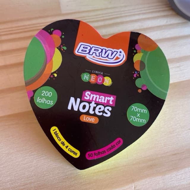 Bloco Adesivo de Coração Smart Notes | Bloquinho de coração autoadesivo