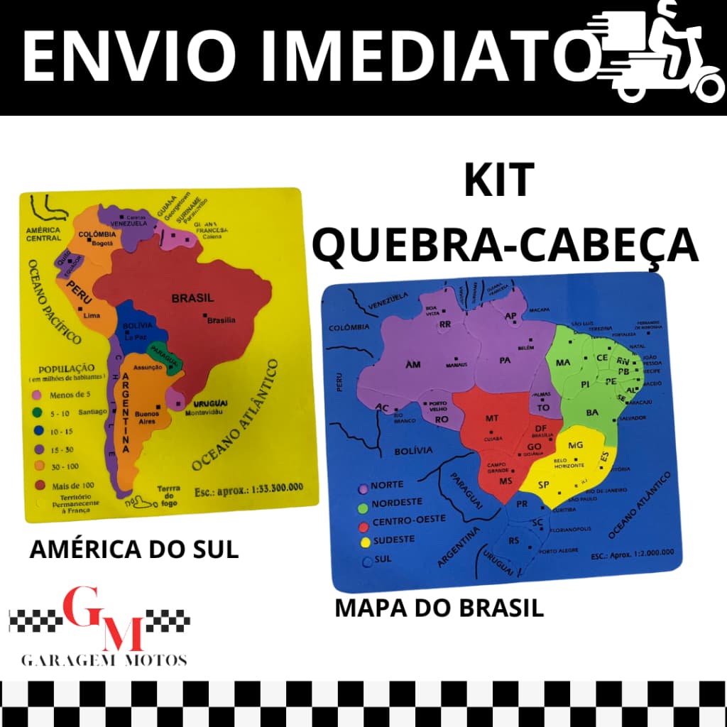 Quebra-Cabeça Mapa Do Brasil + Mapa America