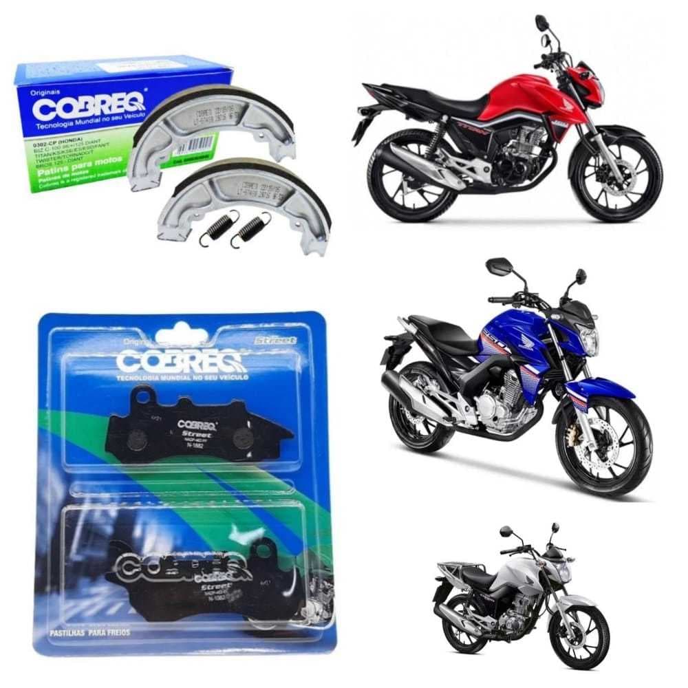 Kit Jogo Pastilha + lona de freio Honda CG TITAN FAN CARGO 160 2018 Diante C/Cbs COBREQ PROMOÇÃO....