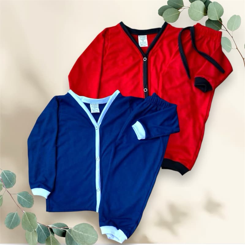 kit 2 pijamas infantil longo menino botão de pressão cores sortidas