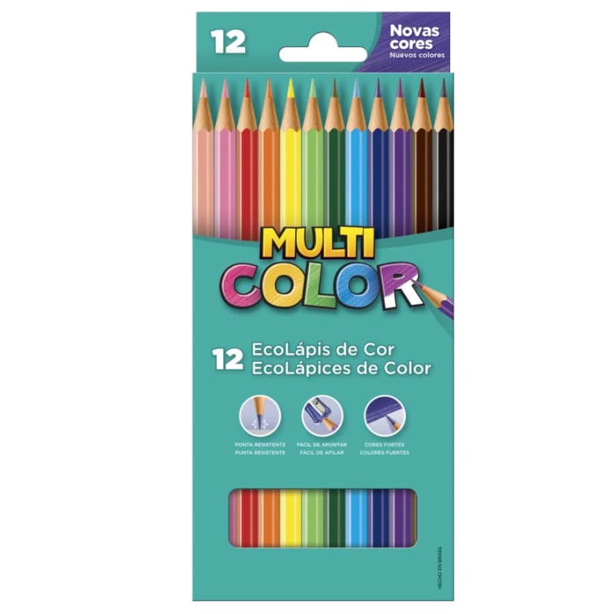 Lápis de Cor Ecolápis Multicolor 12 Cores Faber Castell Volta as aulas