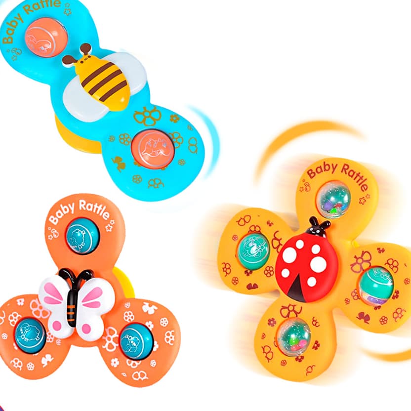 Spinner Ventosa Brinquedo Infantil Bebê Banho Chocalho. Gire, Cole e Divirta-se em Qualquer Lugar!