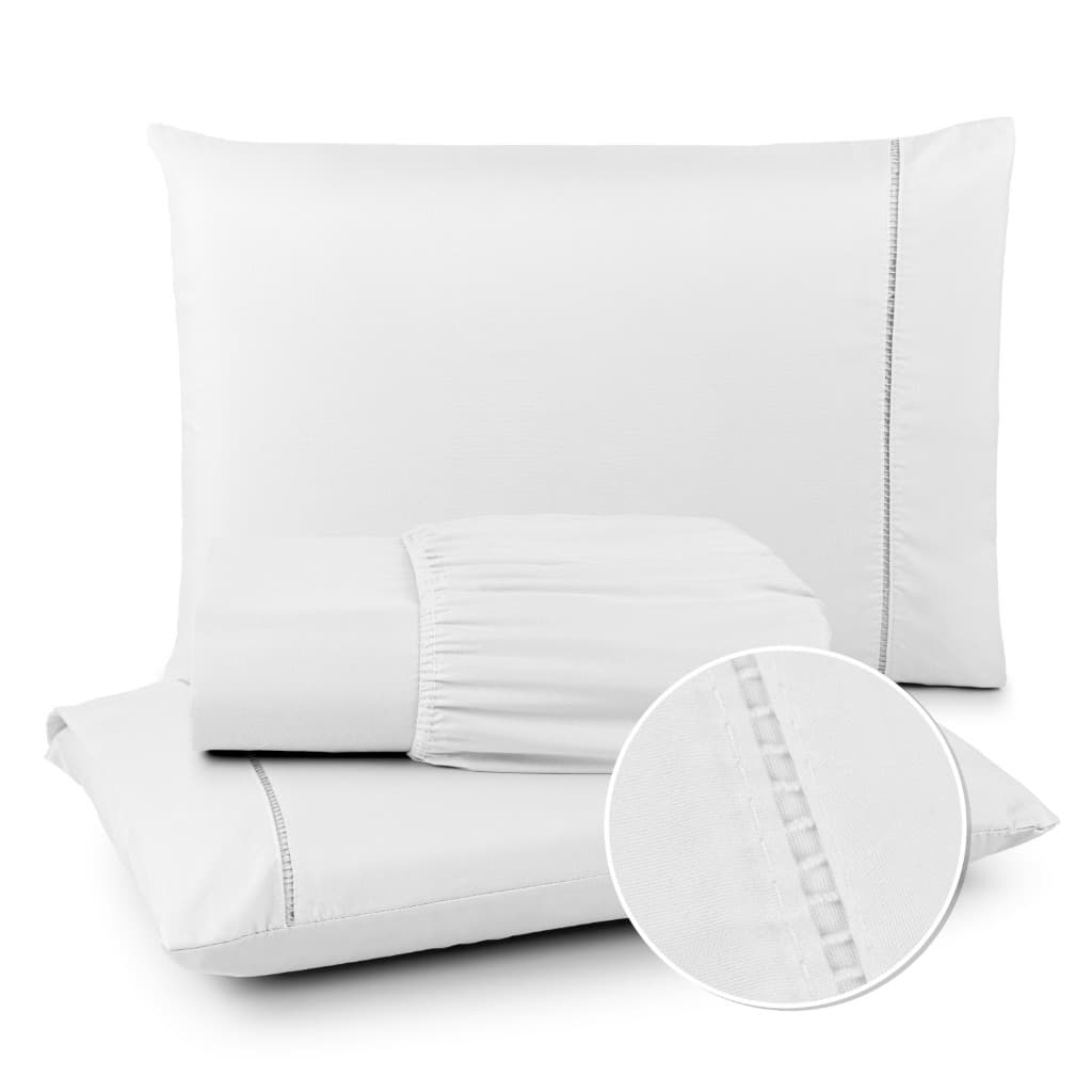 Lencol Queen 03 Peças 400 Fios Fronha Ponto Palito Micropercal Toque Macio