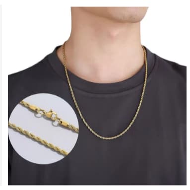 Colar corrente Baiano Dourado aço Inox legítimo - Masculino