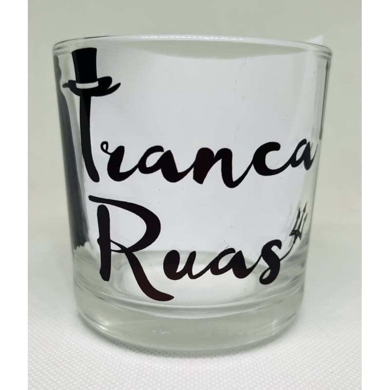 COPO DE WHISKY E BEBIDAS EXÚ TRANCA RUAS UMBANDA QUIMBANDA CANDOMBLÉ 260ML VIDRO - TRIDENTE