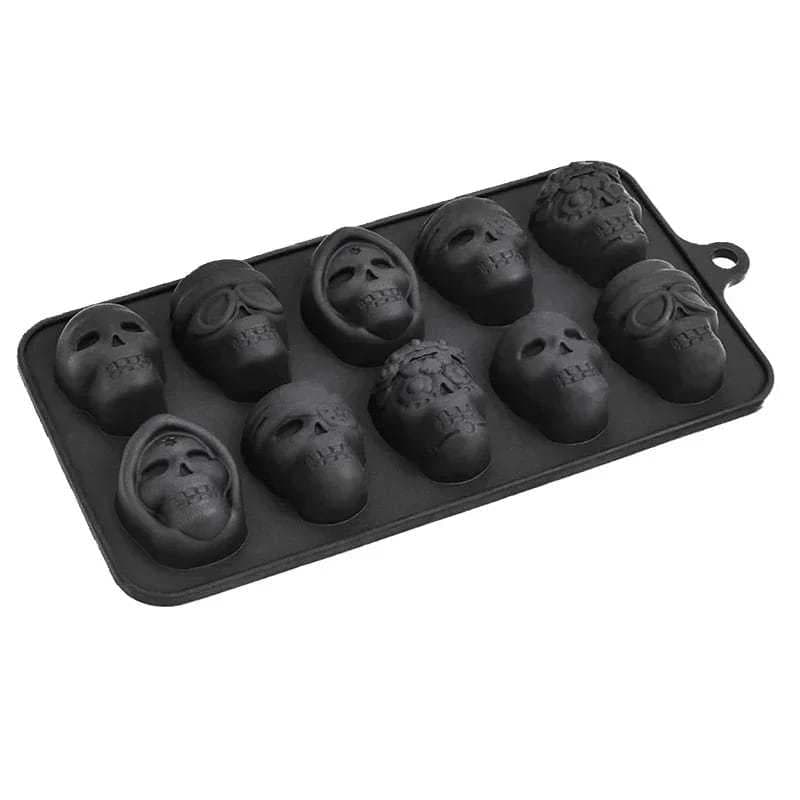 Forma De Gelo Silicone Caveira Festas Drinks Chocolate