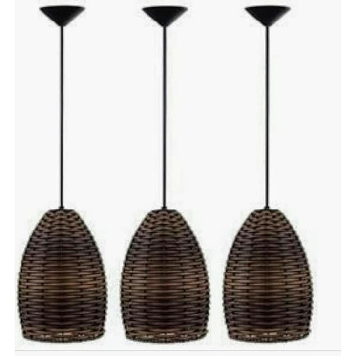 3 Luminarias pendente tipo taça junco