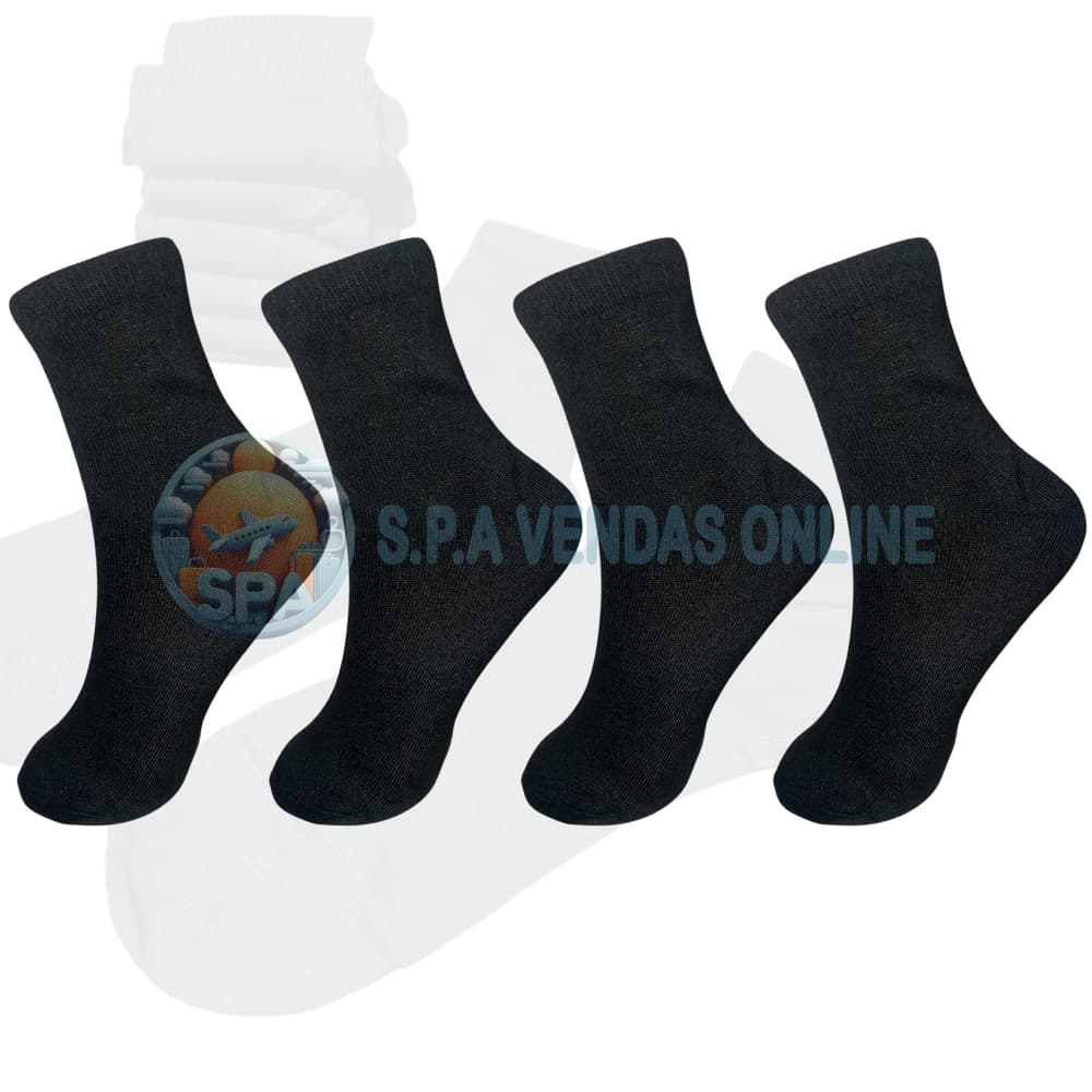 Kit com 18 Pares Meia de Cano MÉDIO PRETA com Algodão