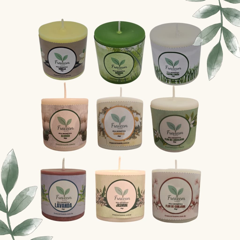 Kit com 3 Velas Aromáticas Artesanais – Essências que Transformam Momentos (80g Cada)