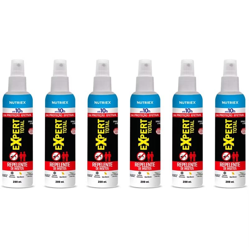 Kit 6x Repelente de Insetos Expert Total Contra Mosquitos da Dengue 200ml Spray- Nutriex