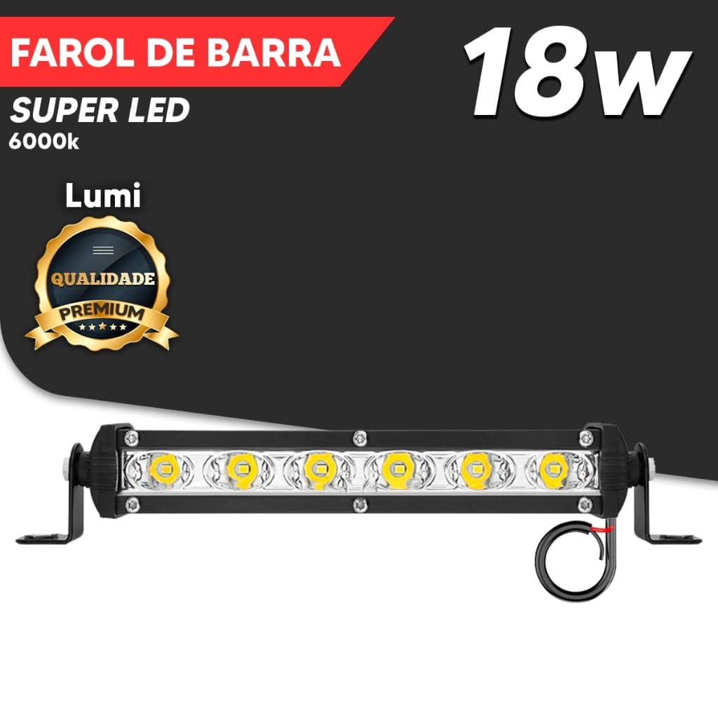 Farol De Barra Linear Auxilar Led 7d 18w 12v-60v Off-road