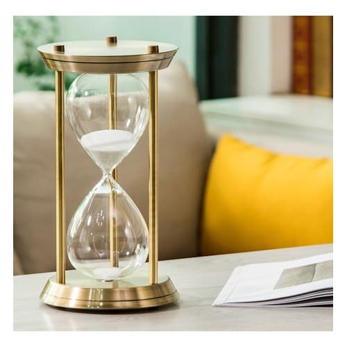 Ampulheta Decorativa Decoração Antiga Clássica Retro Dourada Areia Branca 60min