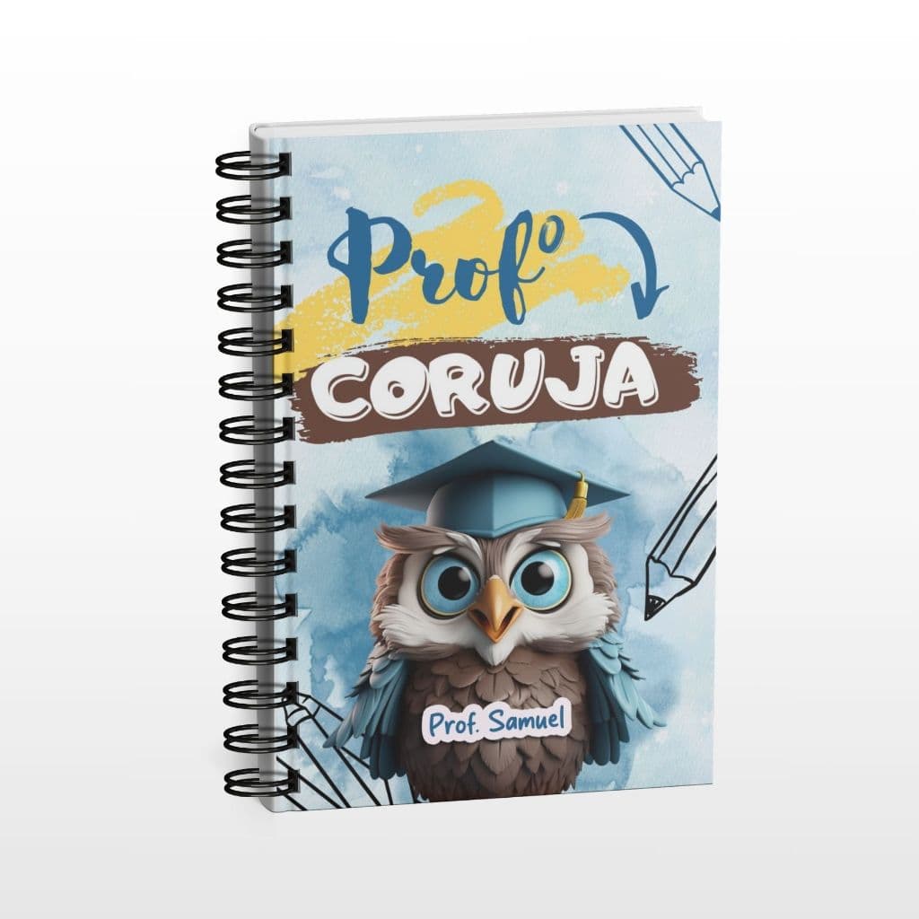 Caderno Para Profe Personalizado com nome Capa dura A5 15x21cm Prof Coruja