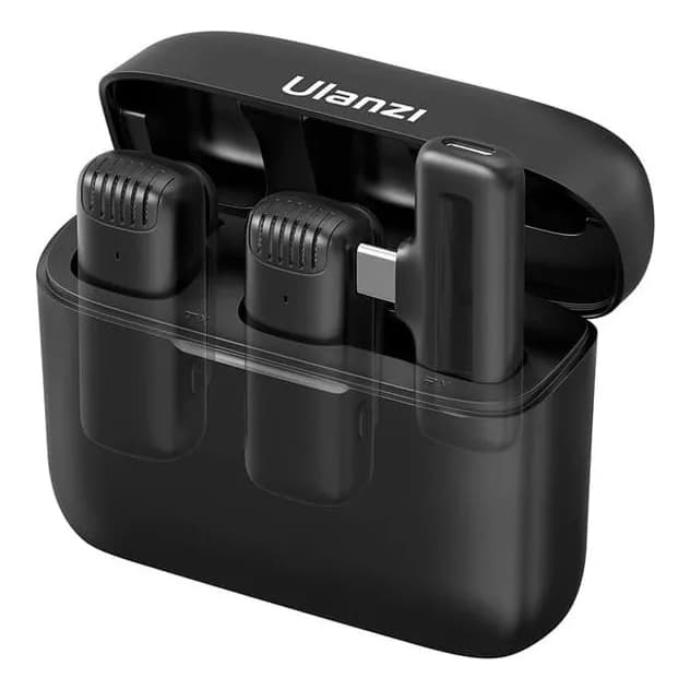 Ulanzi J12 Microfone Lapela Profissional Duplo Sem Fio Para Android iPhone Premium - Entrega Rápida