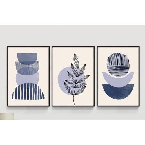 QUADROS DECORATIVOS-TERRA COTA AZUL-3 PEÇAS-DECORAÇÃO