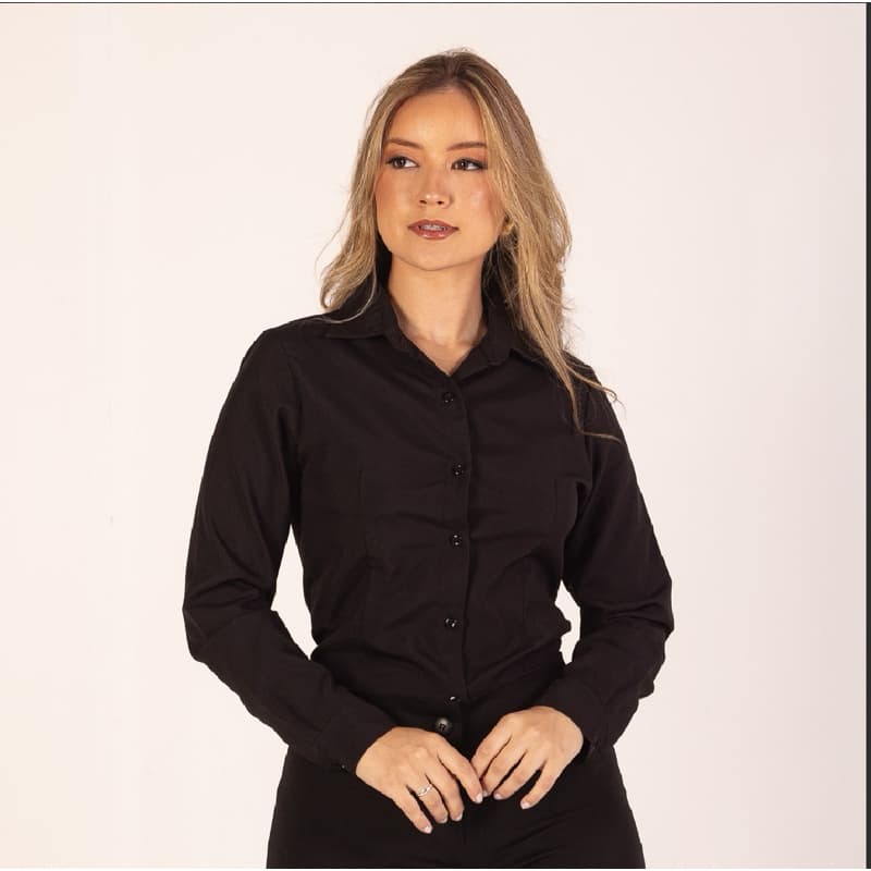 camisete camisa social feminina manga longa gabardine passa fácil direto da fábrica.