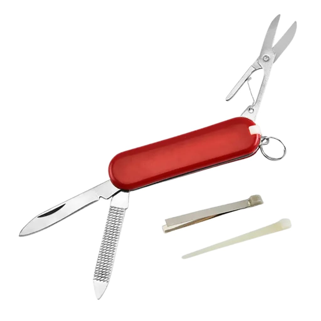 Mini Canivete Chaveiro 6cm C/ 5 Funções Faca Tesoura Pinça Lima