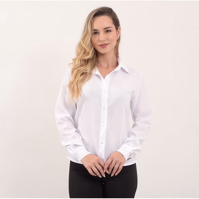 Blusa social feminina manga longa...