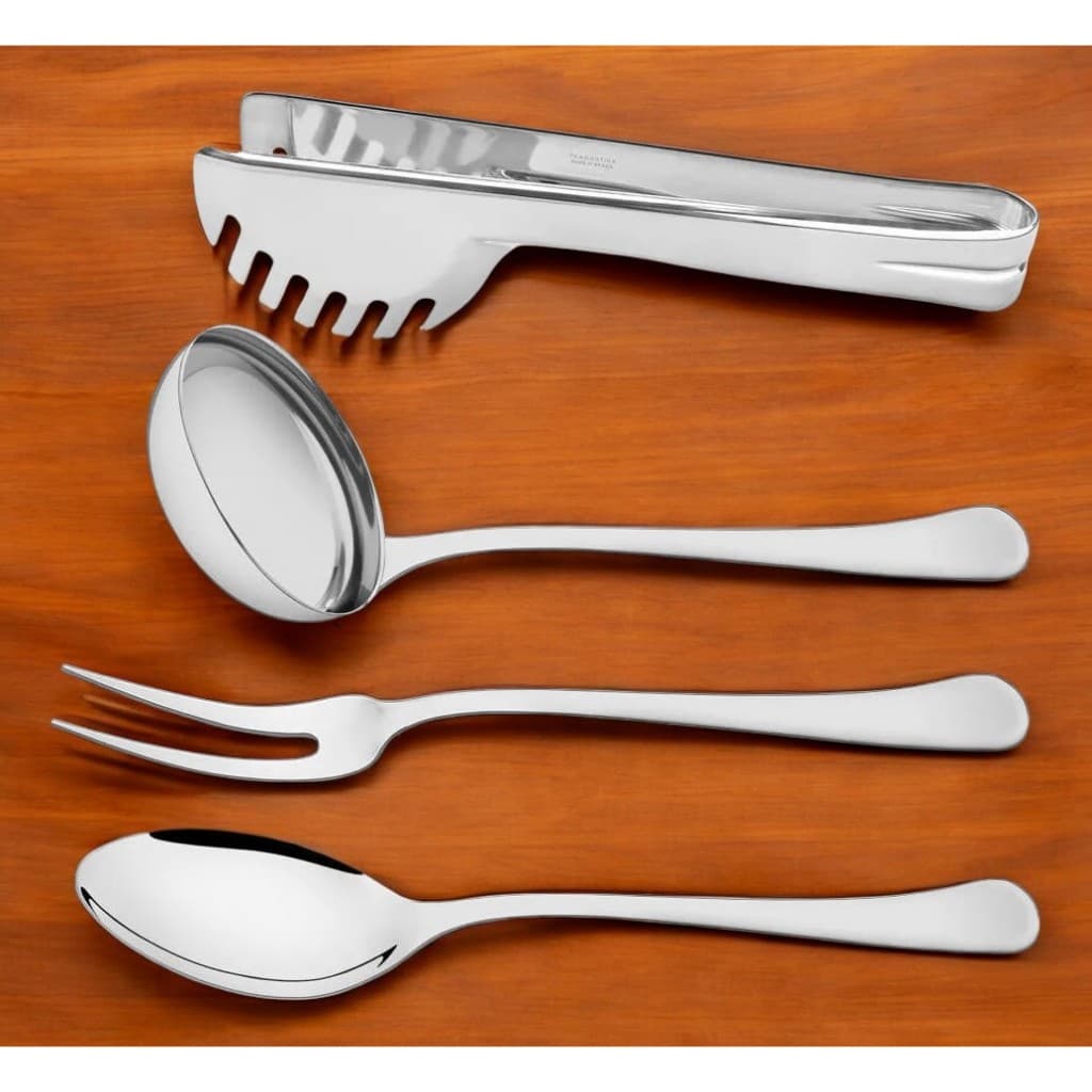 Jogo de Utensílios Tramontina Kit de Cozinha 100% Inox 4 Peças Conjunto Pegador Concha Chaira Colher