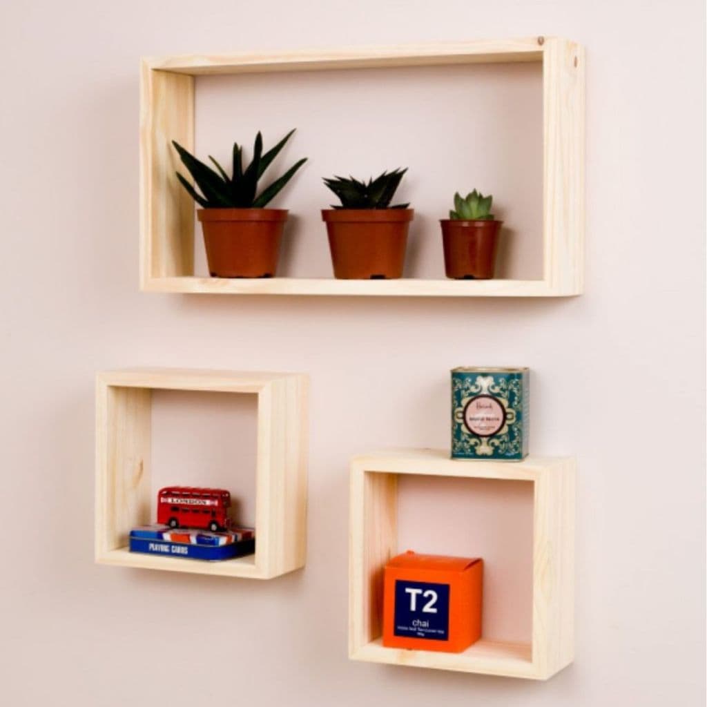Nichos Madeira Maciça Pinus Prateleira Rack Decoração Sala Quarto Cozinha Banheiro kit 3 peças