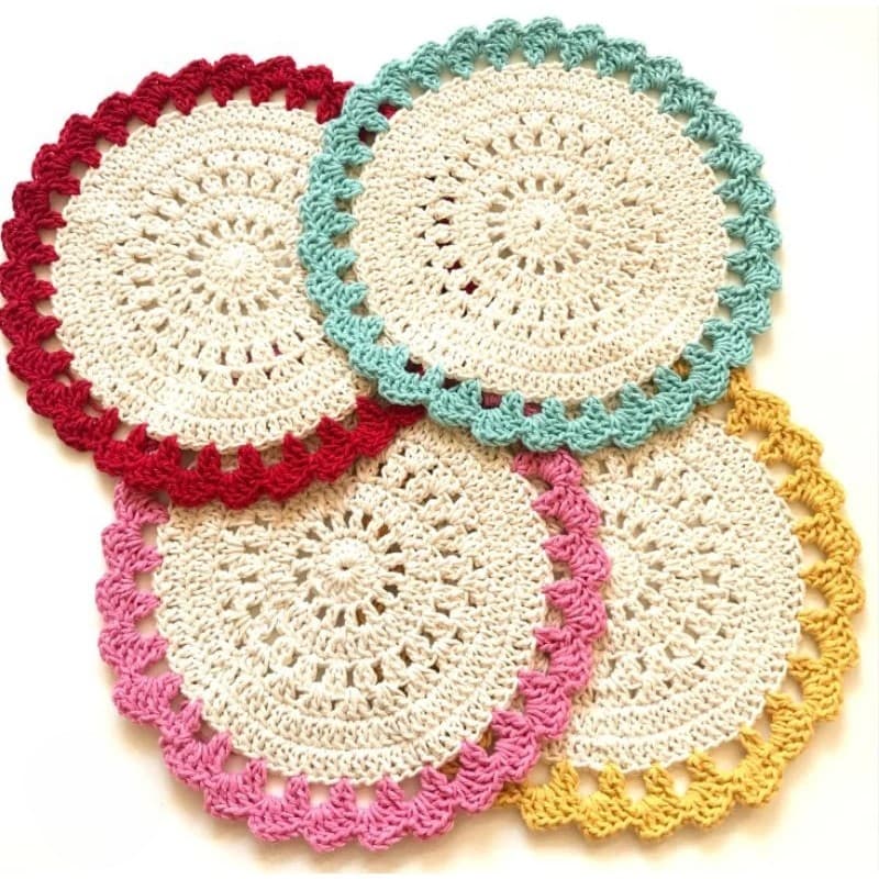 Kit 12 Sousplat Supla Suplat Centrinho de Mesa Colorido de Crochê Decoração Cozinha Jantar Crochet