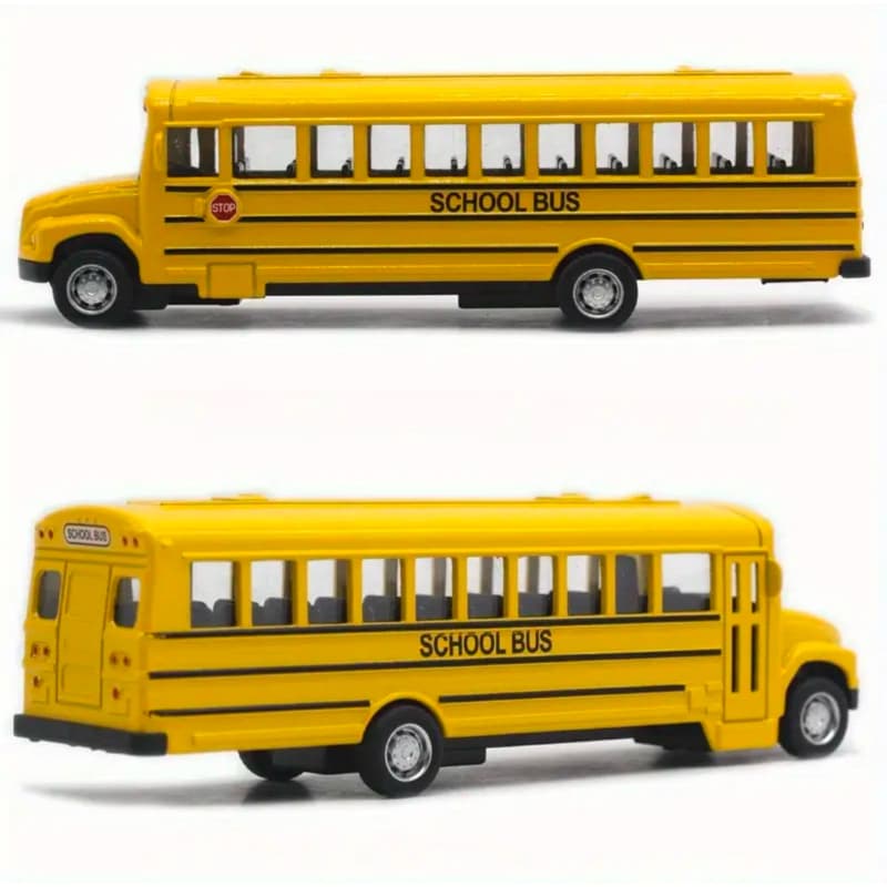 Novo Carrinho Ônibus Escolar Amarelo com Fricção de Alta Qualidade - Abre Porta Lateral (14 cm)
