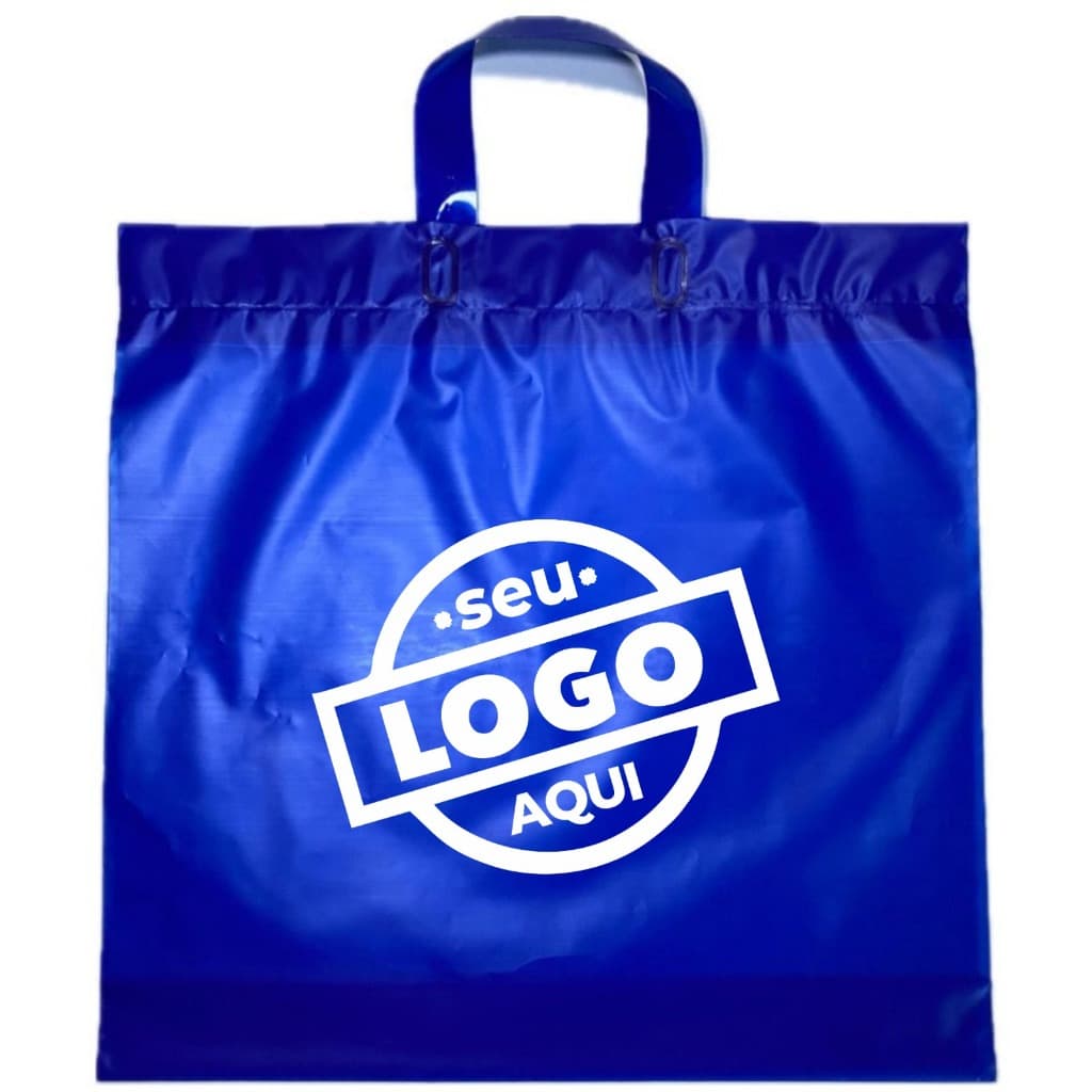 Sacolas Plasticas - Alça Fita - TAM. 45x55 - 50 unidades - Personalizada com O SEU LOGO