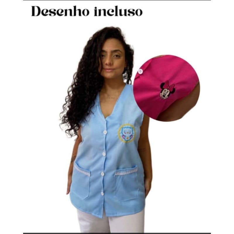 Avental  Jaleco Professora Personalizado/Bordado/Creche/Educação Infantil P M G