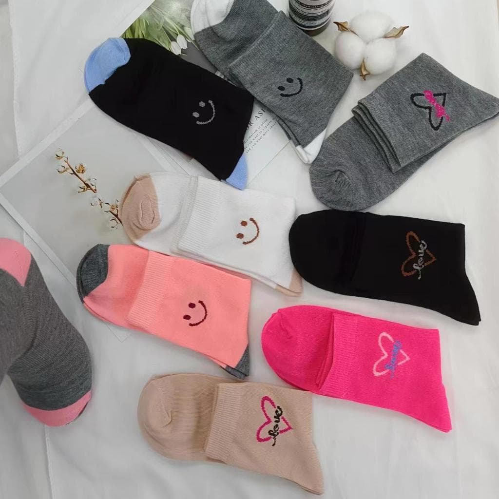 Kit 12 Pares Meias Feminina Coloridas - Cano Alto