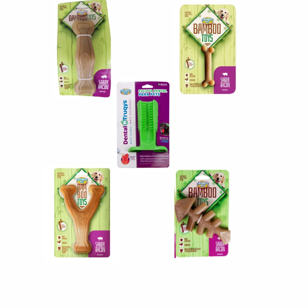 KIT Escova Dental Para Pets + Bamboo Toys