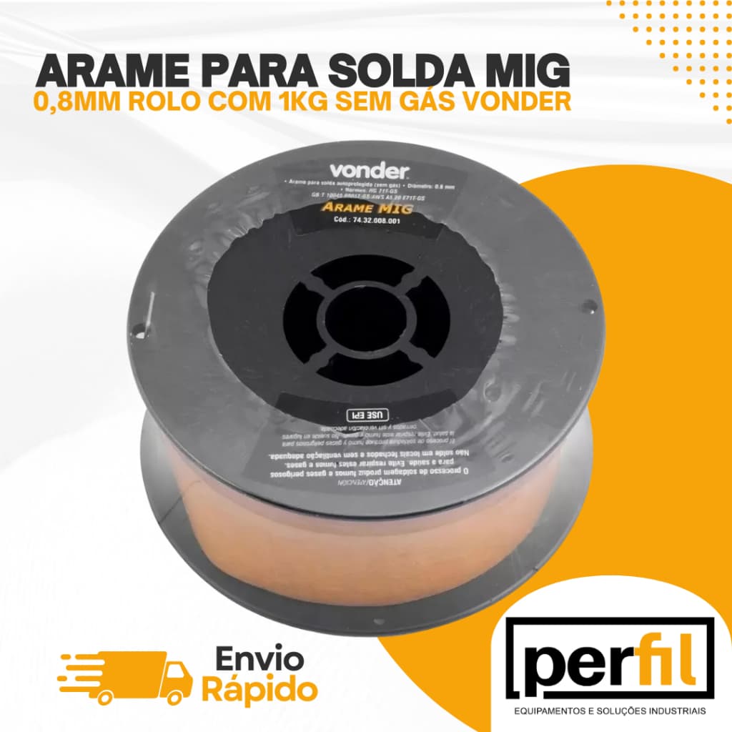 Arame Solda Mig De 0,8mm Rolo de 1kg Sem Gás Vonder