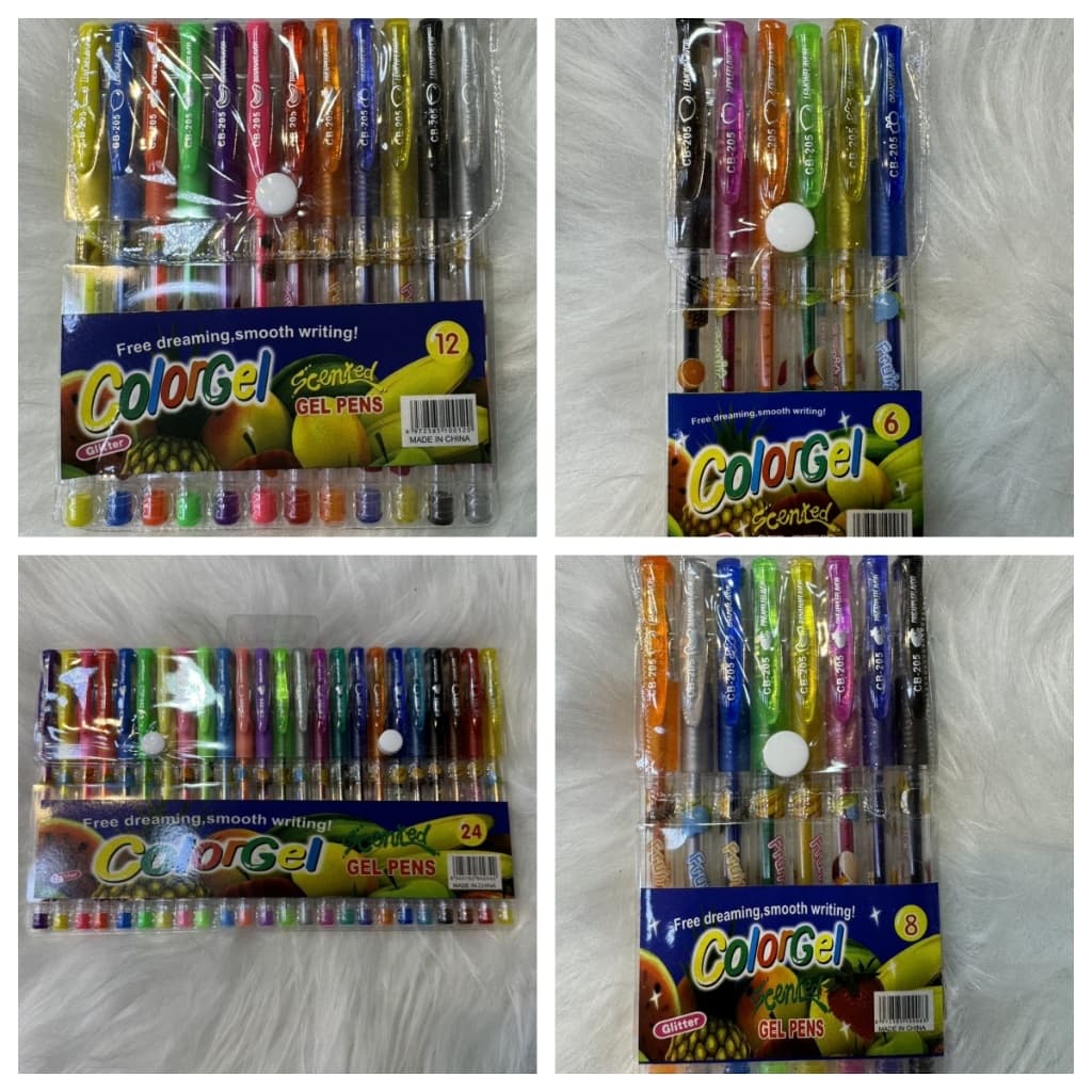 Caneta 6 12 24 Cores Gel Diversas Coloridas Para Desenhos Infantis pintura Com glitte