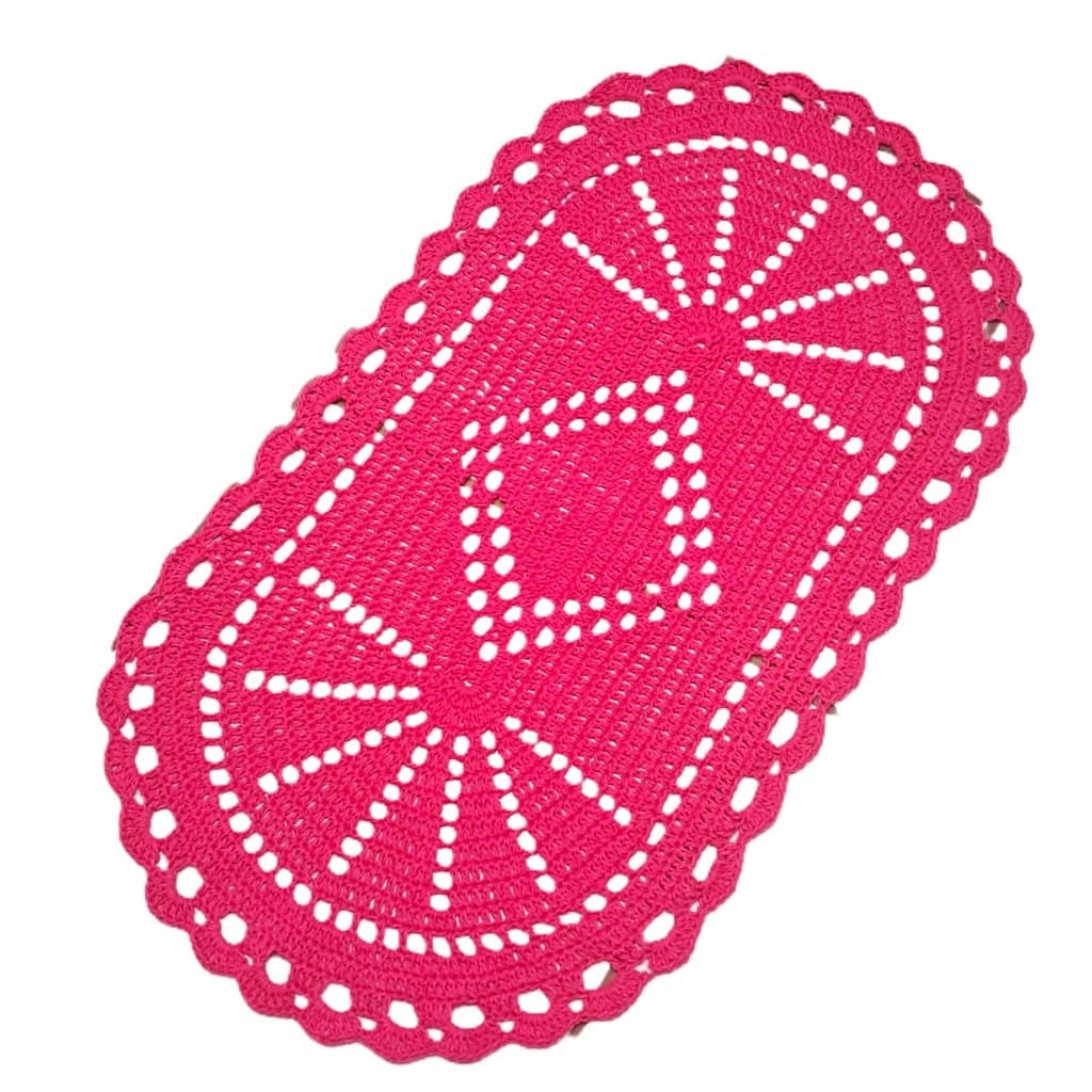 Tapete Oval de Crochê Porta Várias Cores Moda Casa Decoração de Interiores Crochet Artesanal Cozinha