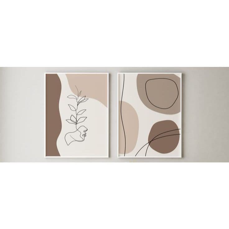 KIT 2 QUADROS DECORATIVOS-ROSTO MARROM-20X30