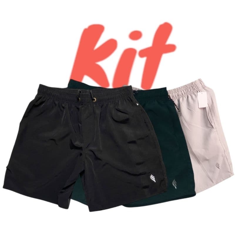 Kit 3 Bermudas Mauricinhos Masculina Tactel Com Elastano Academia flexível